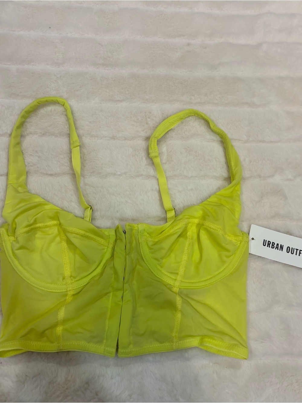 Urban Outfitters Neon Lime Mesh Bustier Crop Top